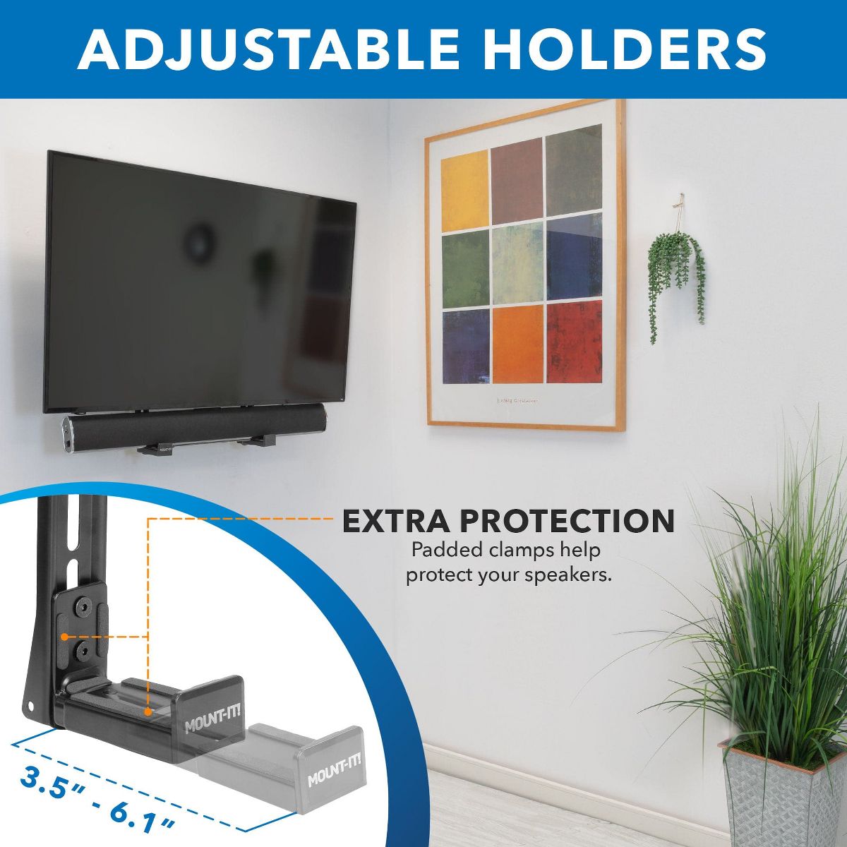 Mount-It! Soundbar Mount for TV & Wall Mounting | 2-in-1 Soundbar Bracket for Back of TV & Wall Mount Installation | Universal Base Fits All Soundbars - thumbnail 5