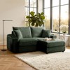 MYINDA 2-Seater Sectional Couch with Ottoman- Corduroy Sofa Chair with Storage Armrests, USB and Phone Holder - 2 of 4