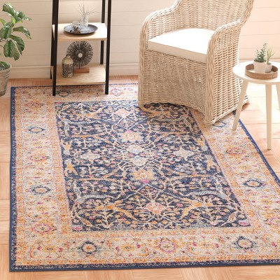Chic Metro-Mod 5' x 5' Square Navy Synthetic Area Rug
