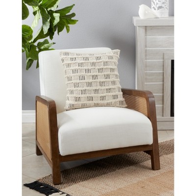 Black and White Tufted Cotton Block Print Throw Pillow