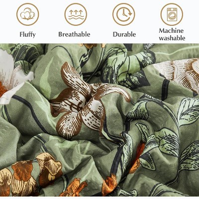 Der Rose BALHAM TRADE-Queen Size 7 Pieces Bedding Sets All Seasons Botanical Butterfly Comforter Sheets Green Butterfly&floral-Queen 90"x90" — фото 6