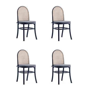 Set of 4 Paragon Dining Chairs with Cushions Black/Cane - Manhattan Comfort