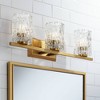 Possini Euro Design Icelight Modern Wall Light Warm Brass Hardwire 25" 3-Light Fixture Textured Ice Glass for Bedroom Bathroom Vanity Living Room - 2 of 4