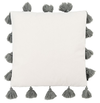 Gray Square Tassel Fringe Decorative Pillow