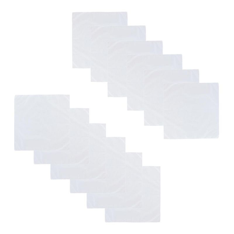CTM All Cotton 15x15 inch Solid White Cotton Handkerchief (12 Pack), 2 of 4