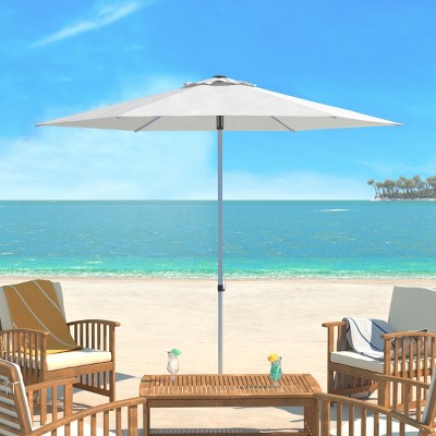 Ivory 9 Ft Hexagon Outdoor Umbrella with Hand-Crank Lift