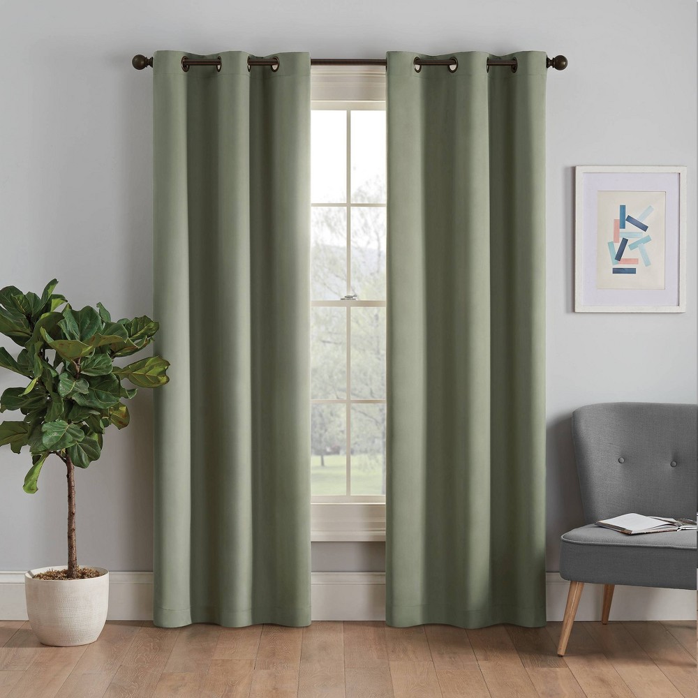 Photos - Curtains & Drapes Eclipse 1pc 42"x84" Blackout Thermaback Microfiber Window Curtain Panel Green - Ec 