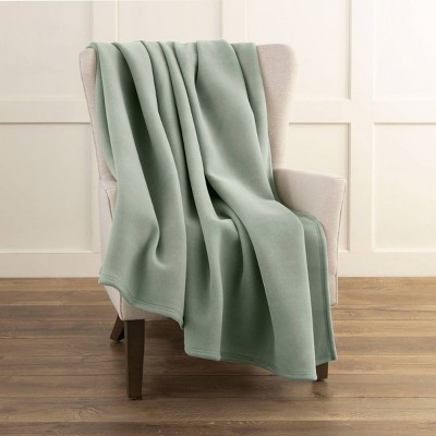Luxurious Moss Green Fleece Full/Queen Blanket - Lightweight and Reversible