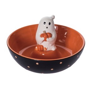 Transpac Dolomite Vintage Ghost Candy Bowl 25oz Multicolor Ceramic Serving Bowl Halloween Tabletop Decoration - 1 of 4