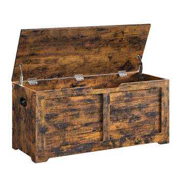 VASAGLE Storage Chest Storage Trunk with 2 Safety Hinges Storage Bench Shoe Bench Rustic Brown