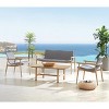 Layout Optimized Outdoor Seating Ensemble 4Piece Sofa & Armchair Set w/ Grid Weave & Planked Table - 2 of 4