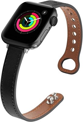 Worryfree Gadgets Leather Thin Bands for Apple Watch 38mm 40mm 41mm iWatch Series 8 7 6 SE 5 4 3 2 1 - Assorted Colors