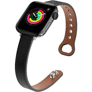 Worryfree Gadgets Leather Thin Bands for Apple Watch 38mm 40mm 41mm iWatch Series 8 7 6 SE 5 4 3 2 1 - Assorted Colors - 1 of 4