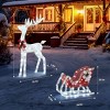 Syemin Decorative Holiday Scene Props 4ft Lighted Christmas Reindeer Sleigh Outdoor Yard Decoration Set Christmars Decor, White, 8"*22.1"*51.2" - 2 of 4