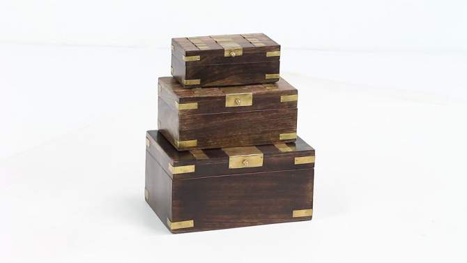 Set of 3 Traditional Brass Inlaid Wooden Boxes - Olivia &#38; May, 2 of 20, play video