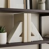 Decorative Marble Triangle Bookends - Stylish Book Accessories for Home Library, Bookshelf, Office Spaces, or Desk Decoration - Set of 2, 6", White - 3 of 4
