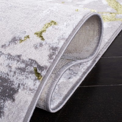 Amelia 9' x 12' Grey and Green Abstract Synthetic Area Rug