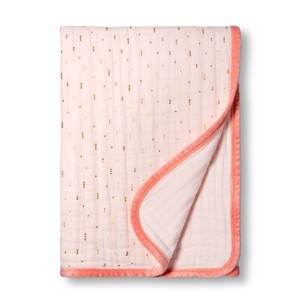 Muslin Quilt Blanket Pink + Foil Dots - Cloud Island Pink