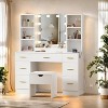 Farmhouse Vanity Set with LED Mirror,56"Makeup Vanity with Power Outlet&Storage Shelves - 3 of 4
