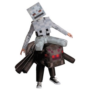Minecraft Kids' Spider Jockey Halloween Deluxe Inflatable Costume - Gray - 10-12 - 1 of 4