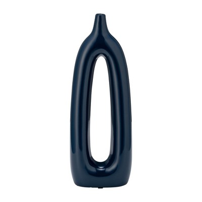 Sagebrook Home Ceramic Vase - Contemporary Abstract Cut-Out Vase Narrow