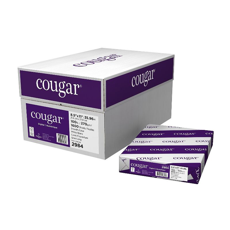 Cougar 100 lbs. Digital Smooth Cover 8 1/2" x 11" White 1600/Case 2984CASE, 1 of 2