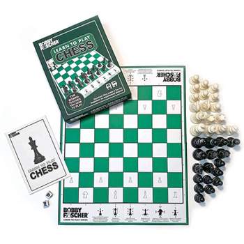 Bobby Fischer� Learn to Play Chess Set Board Game, Easy to Understand - How to Play Chess Book, 34 Plastic Staunton Chess Pieces, Folding Illustrated