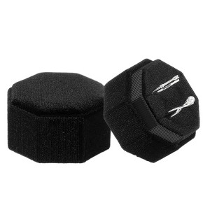 Unique Bargains Velvet Octagon Wedding Proposal Engagement 2 Slot Jewelry Storage Ring Box - 1 of 4