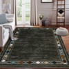 Machine Washable Area Rugs 9x12 for Living Room Bedroom, Modern Bordered Non-Slip Rug, Contemporary Geometric Rug, Floor Foldable Carpet - 4 of 4