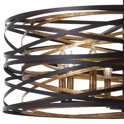 Vortic Flow Dark Bronze and Mosaic Gold 8-Light Contemporary Pendant