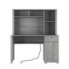 Computer Desk With Hutch and Bookshelf, Farmhouse Home Office Desk Writing Table With Drawer, 3 AC Outlets And 2 USB Charging Ports - 4 of 4