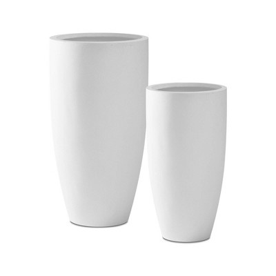 Rosemead Home & Garden Concrete Outdoor Planter Pots Chalk White 17.3"x17.3"x31.4"
