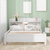 Full Size Platform Bed With Storage Shelves LED Light Headboard Guardrail Platform Bed Frame Support - image 2 of 4