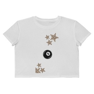 Rerun Island Women's Stars And 8 Bal Short Sleeve Graphic Cotton Cropped Loose T-shirt - 1 of 4