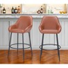 HomeRoots Set of Two 30" Brown And Black Faux Leather And Steel Bar Height Bar Chairs - 2 of 4