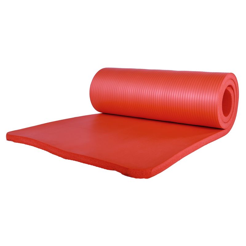 BalanceFrom Fitness 7-Piece Home Gym Yoga Set with 1-Inch Thick Yoga Mat, 2 Yoga Blocks, Mat Towel, Hand Towel, Stretch Strap & Knee Pad, Red, 2 of 7