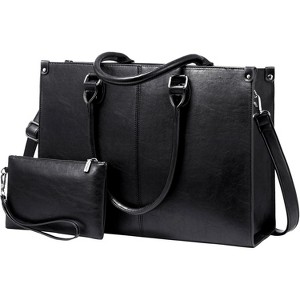 15.6 Inch Large Capacity Vintage Leather Work Computer Bag, Business Casual Shoulder Handbag - 1 of 4