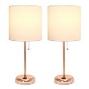 Simple Designs 2pk Sleek Slender Rose Gold Table Lamp White Shade - 2 of 4