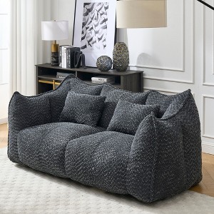 CAVINAS Chenille Bean Bag Chair with High-Resilience Foam,Lazy Sofa Chair with Armrest and 2 Seats,Lounge Chair for Living Room - 1 of 4