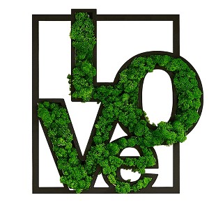 Sevobal Wall Art Love Moss Letter Metal Art For Trendy Stylish Home Indoor Decor With Vibe Appeal Charm, Green, 25.8"*24.3"*4.6" - 1 of 4