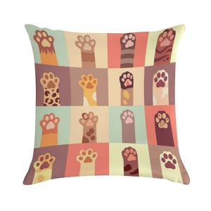Cats Paw Pattern Pillow Covers 18x18 Decorative Throw Pillows Soft Square Cushion Covers for Couch Sofa Bedroom - 1 of 1