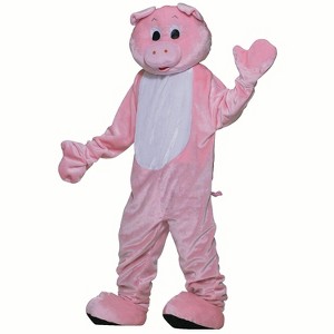 Forum Adult  Pig Mascot Jumpsuit Costume - One Size Fits Most - Pink - 1 of 1