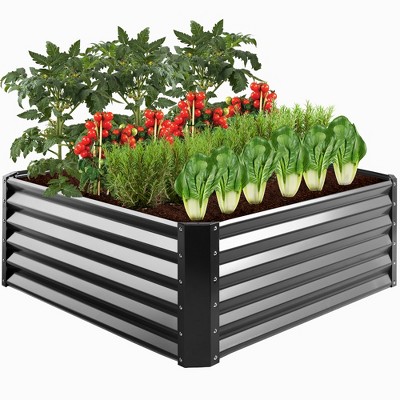 Best Choice S 4x4x1 5ft Outdoor, Corrugated Metal Garden Planter Boxes