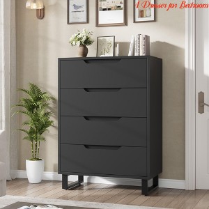4 Dresser for Bedroom, 41.7" Tall Dresser, Freestanding Vertical Drawer Cabinet w/ Storage, Wooden Closet Storage Chest - 1 of 4