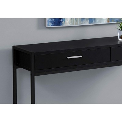 Black Metal and Wood Console Table with Storage Drawers