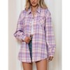 Coolmee Women's Button Down Flannel Shirts Plaid Shacket Long Sleeve Collared Business Casual Tops Work Blouses - 2 of 4