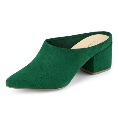 Allegra K Women's Pointed Toe Slip on Block Heel Slide Mules