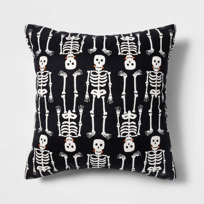 Skeleton Square Throw Pillow Black/Ivory - Hyde & EEK! Boutique™