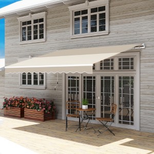 12' x 10' Retractable Awning Patio Awnings Sun Shade Shelter with Manual Crank Handle, 280g/m2 UV & Water-Resistant Fabric and Aluminum Frame - 1 of 4