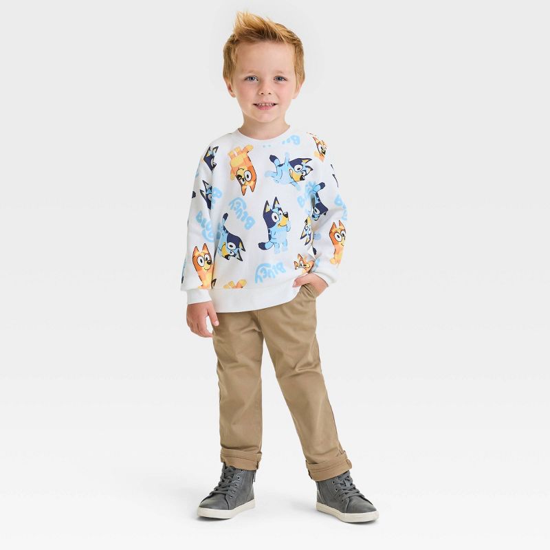 Toddler Boys&#39; Bluey Printed Pullover Sweatshirt - Cream, 3 of 10